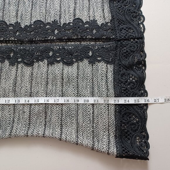 Chico’s Grey Black Lace Fringes Open Front Sweater - Picture 16 of 16